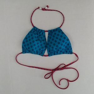 Old Navy Halter String Bikini Swim Top S Blue Red